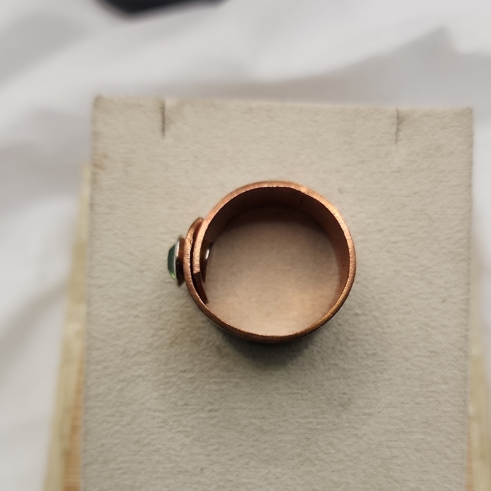Copper Ring with Green Gemstone Size 11 - Picture 3 of 4